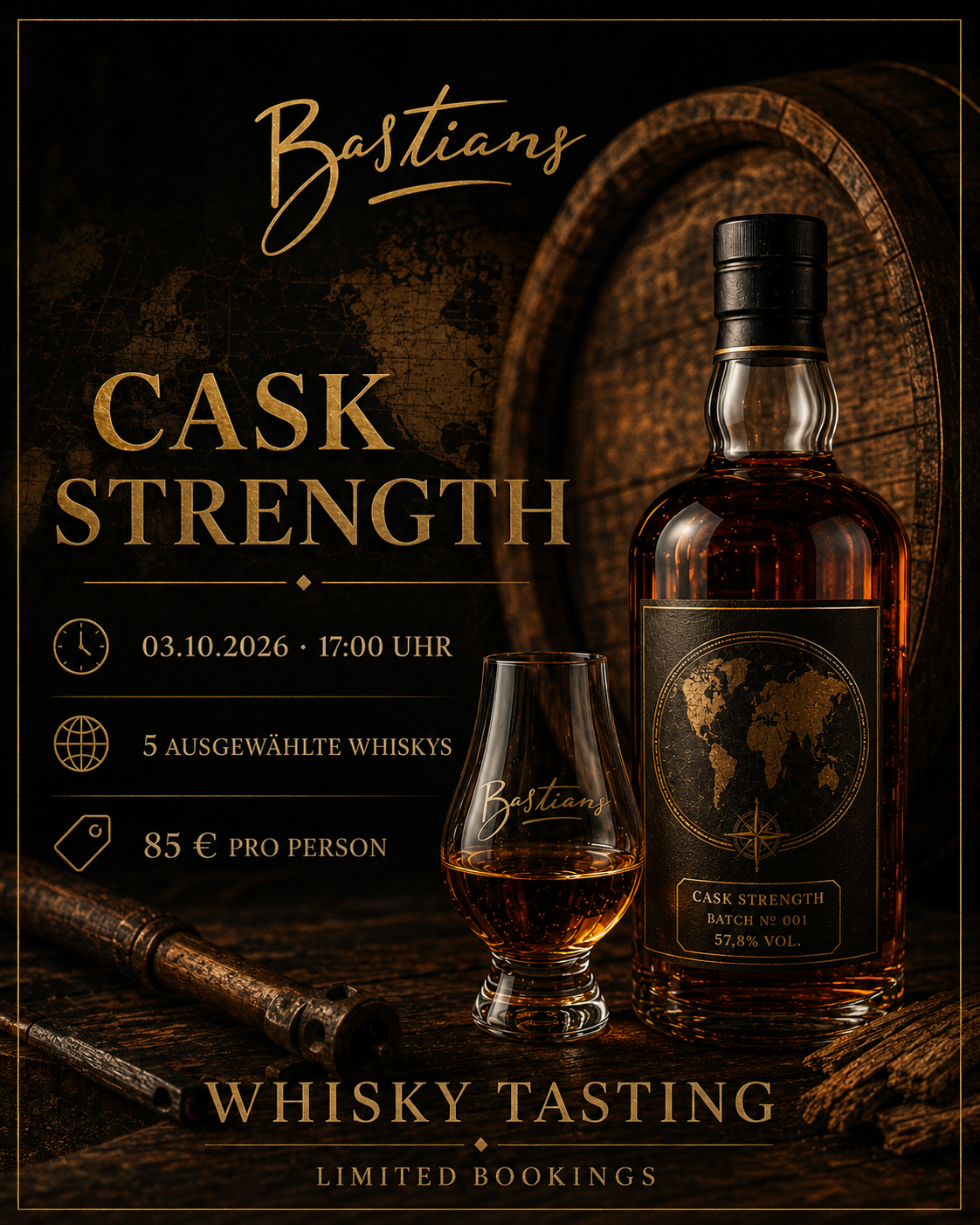 Cask Strength Whisky Tasting Augsburg bei Bastians am 03.10.2026
