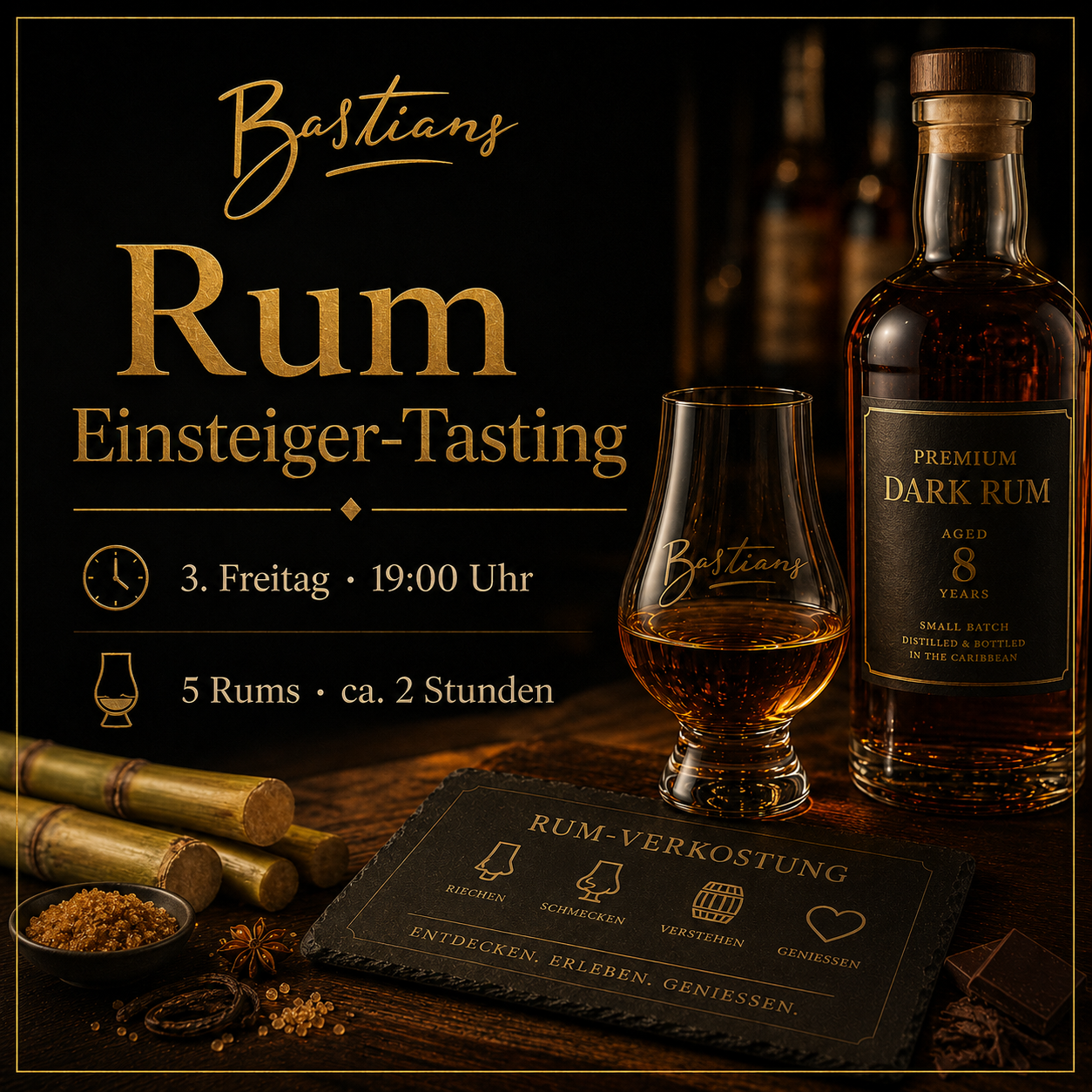 Rum Einsteiger-Tasting Augsburg bei Bastians – jeden 3. Freitag um 19 Uhr